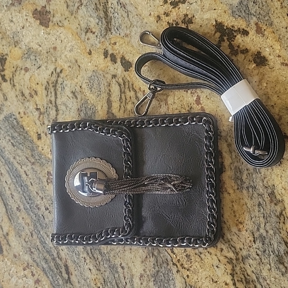 Cool  black leather crossbody small bag